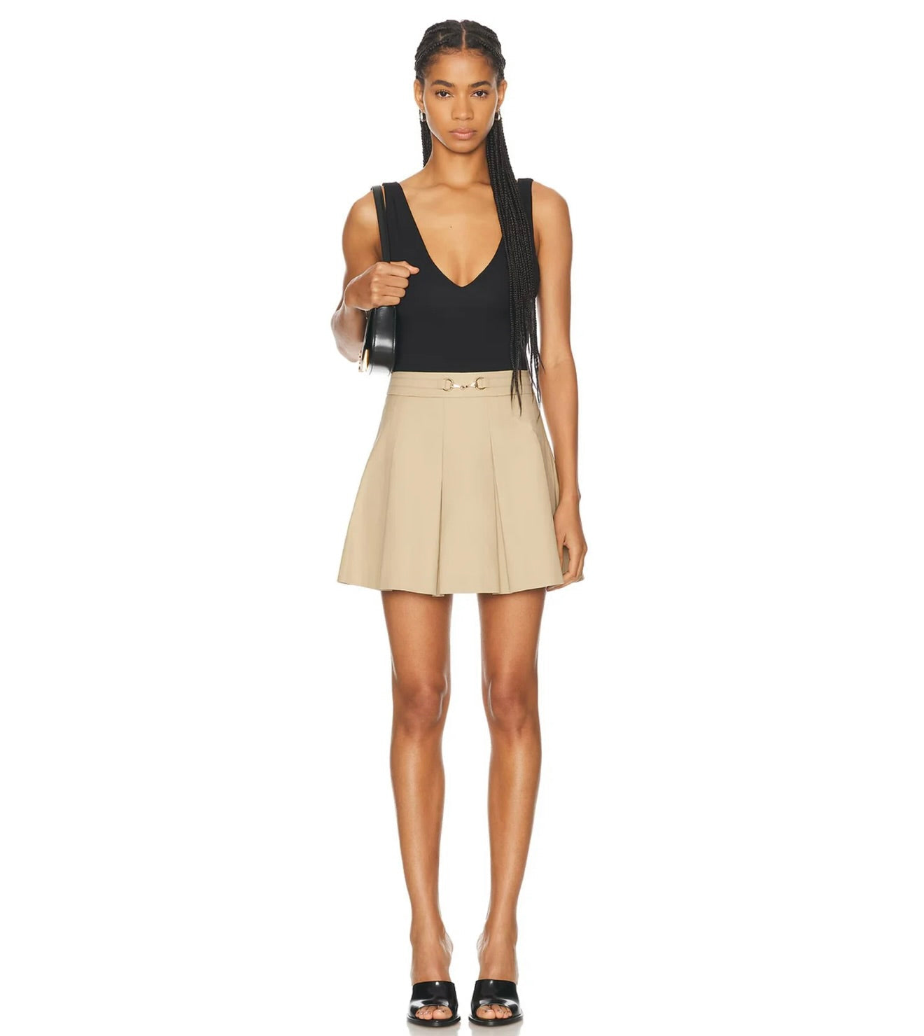 Black Bamboo-Viscose Plunge V Bodysuit