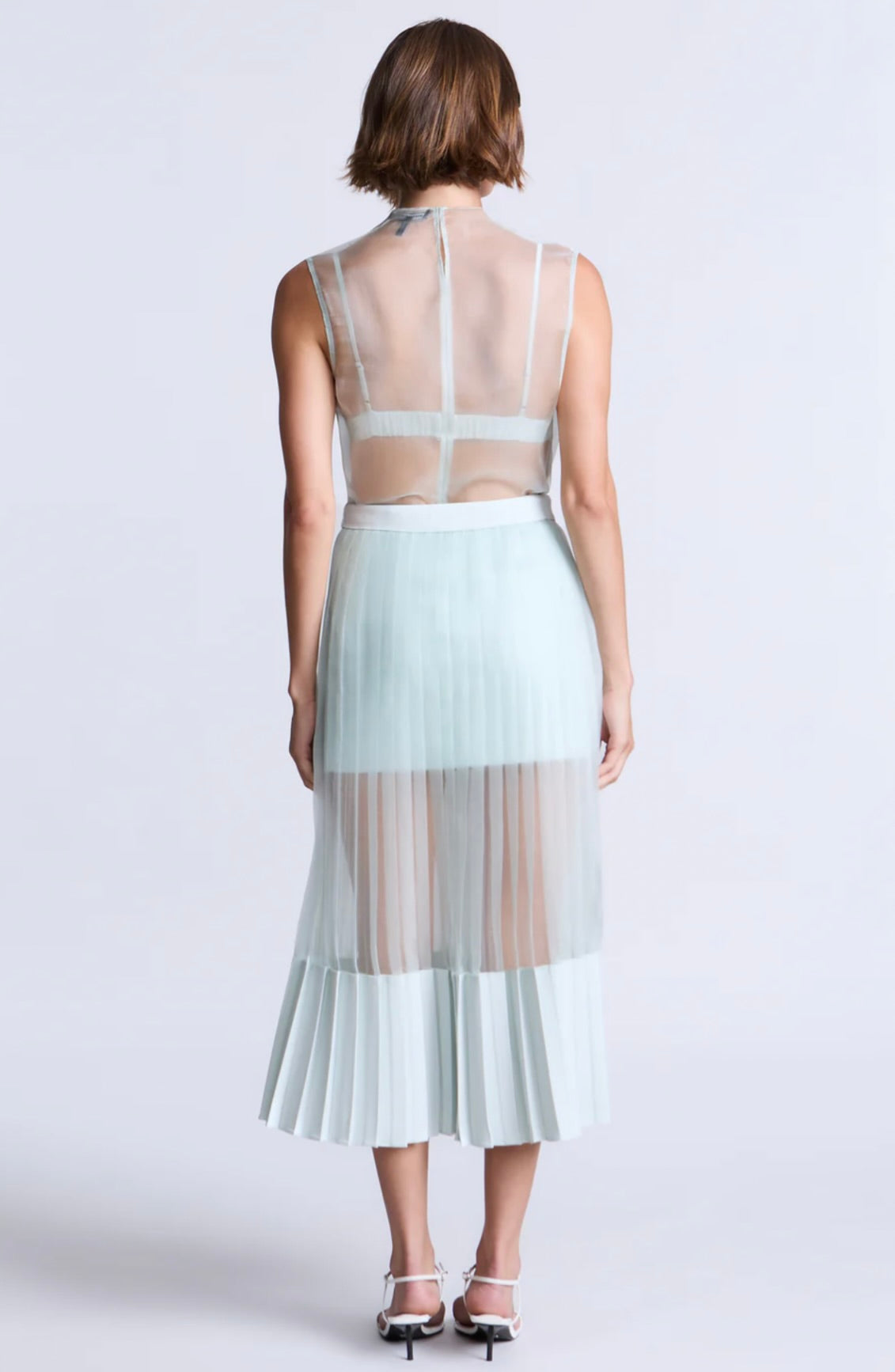 Aqua Pleated Midi Skirt