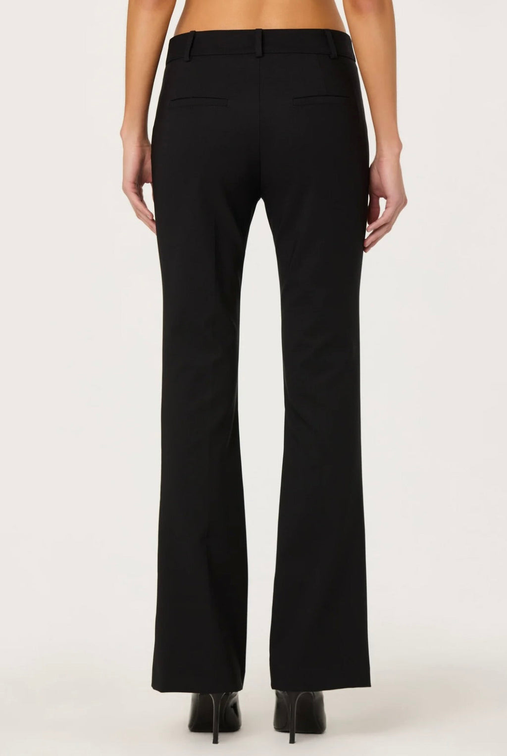Silky-Feel Slightly Flared Ankle Pants with Faux Pockets