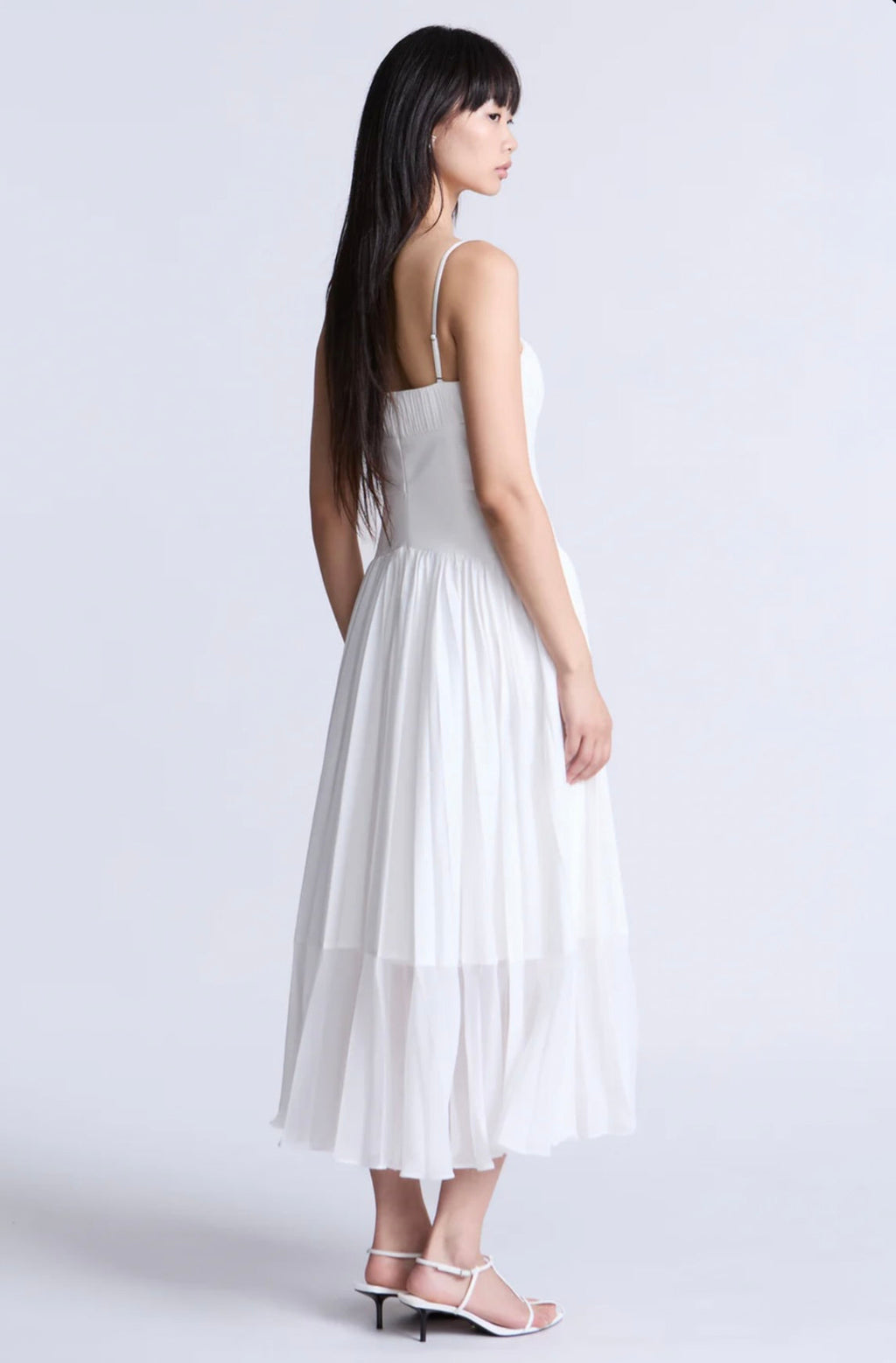 Breathable Cotton Draped Sleeveless Midi Dress