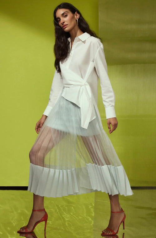 Aqua Pleated Midi Skirt