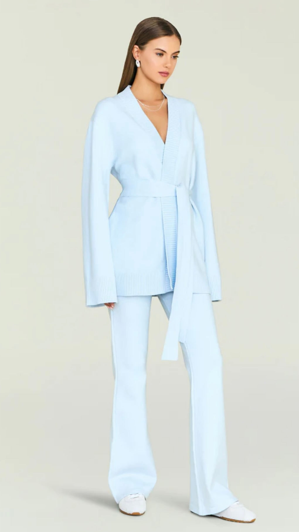 Arctic Blue Tencel-Viscose Pullover Cardigan