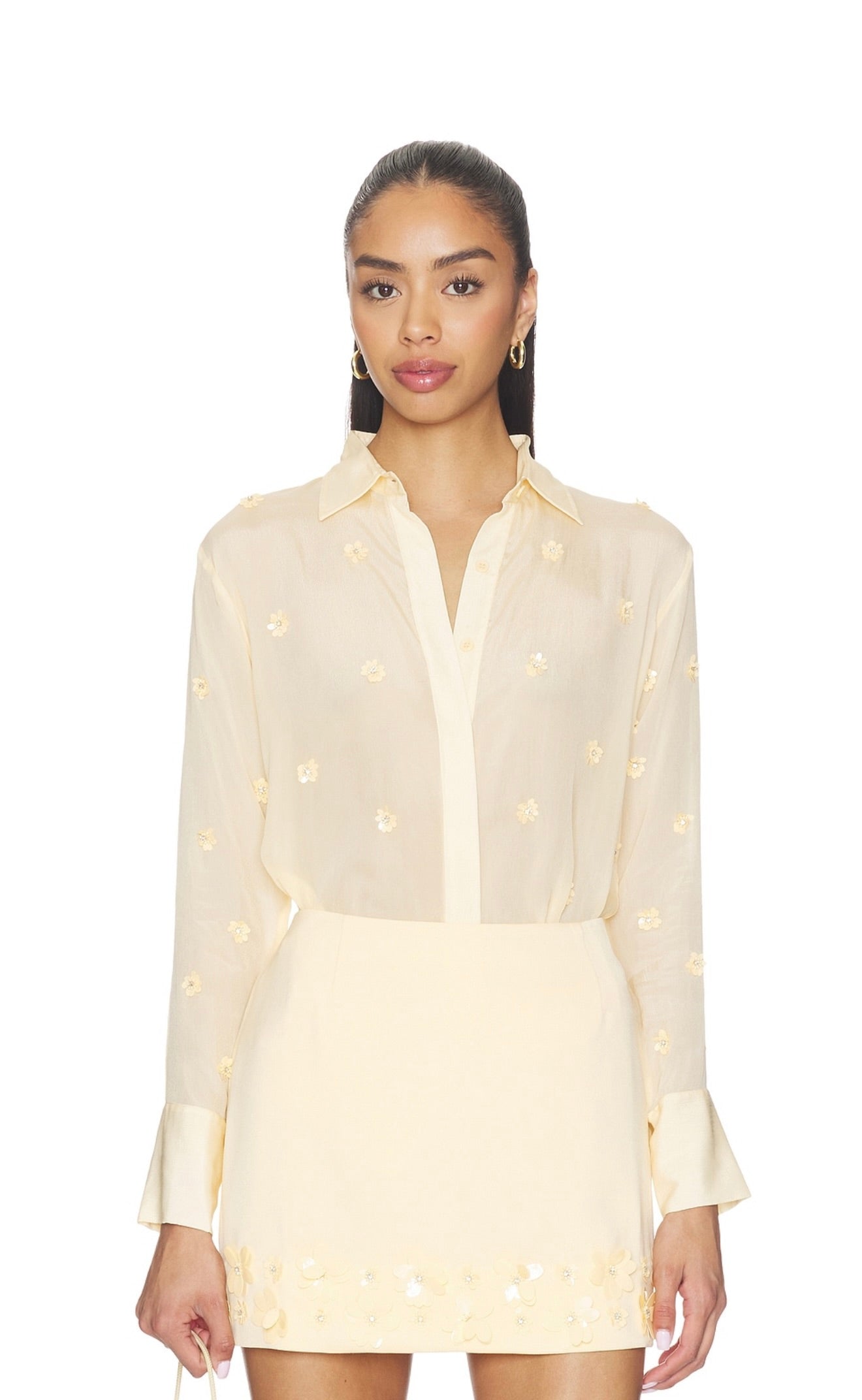 Pastel Yellow Sequin Sateen Dress