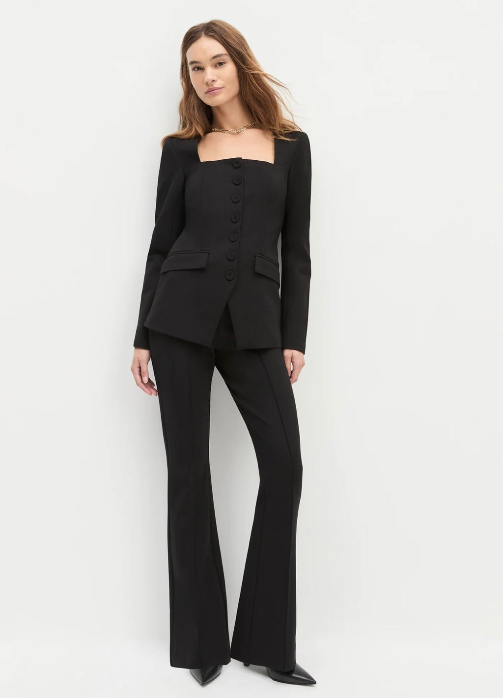 Hook & Zipper Closure High-Rise Leg-Lengthening Trousers