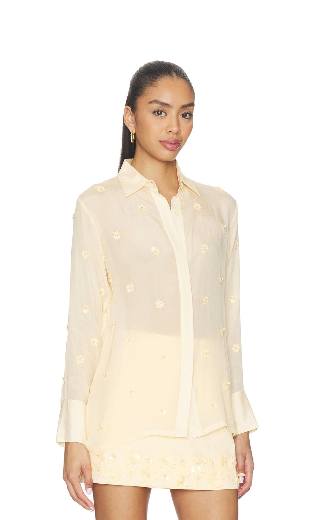 Pastel Yellow Sequin Sateen Dress