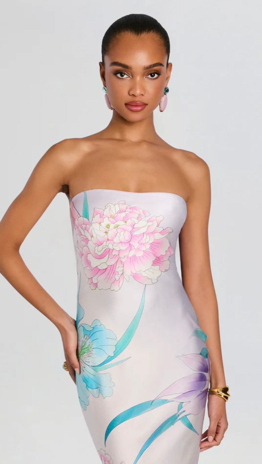 Beija Flor Strapless Silk Dress