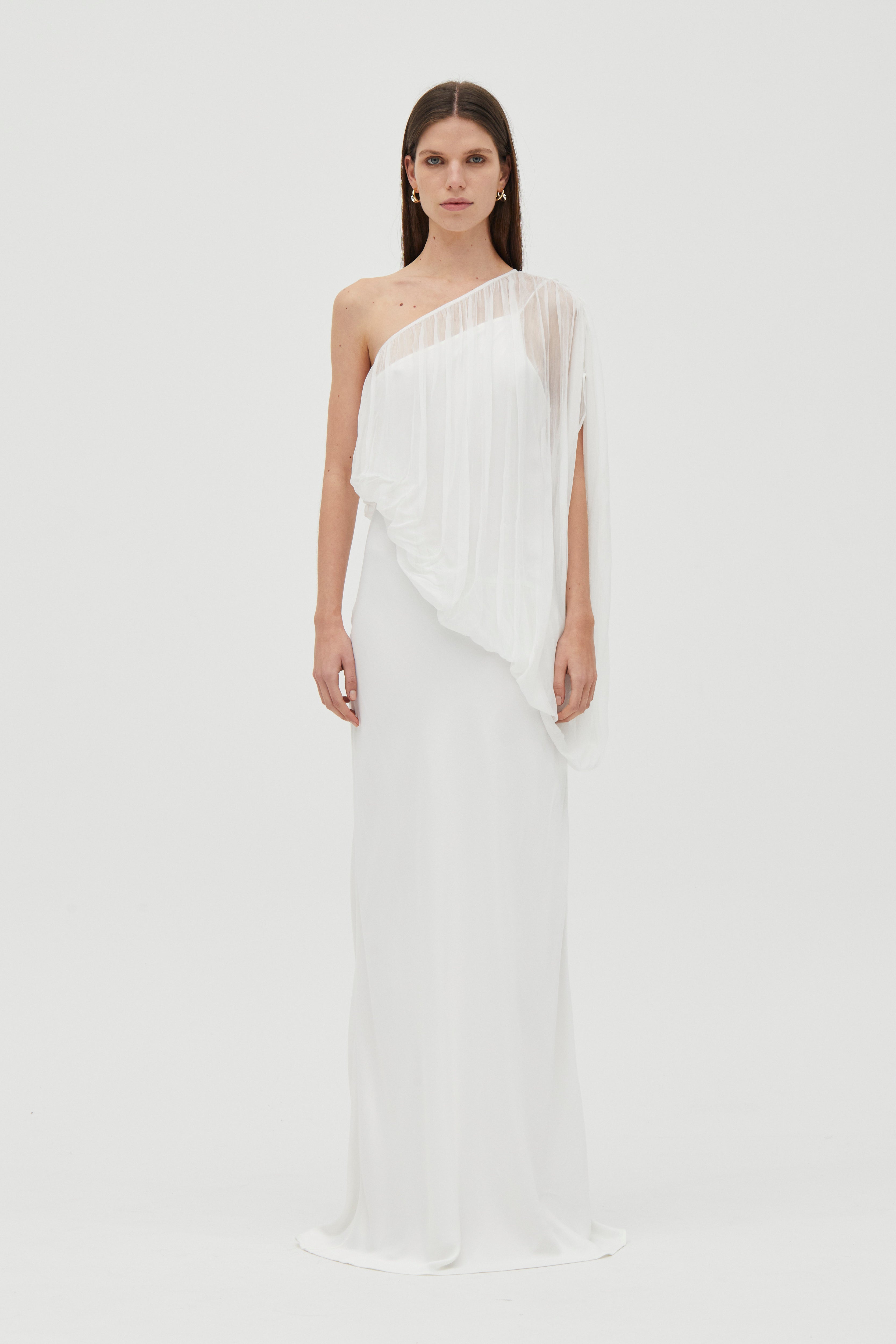 Cloud One-Shoulder Bias-Cut Sateen Dress