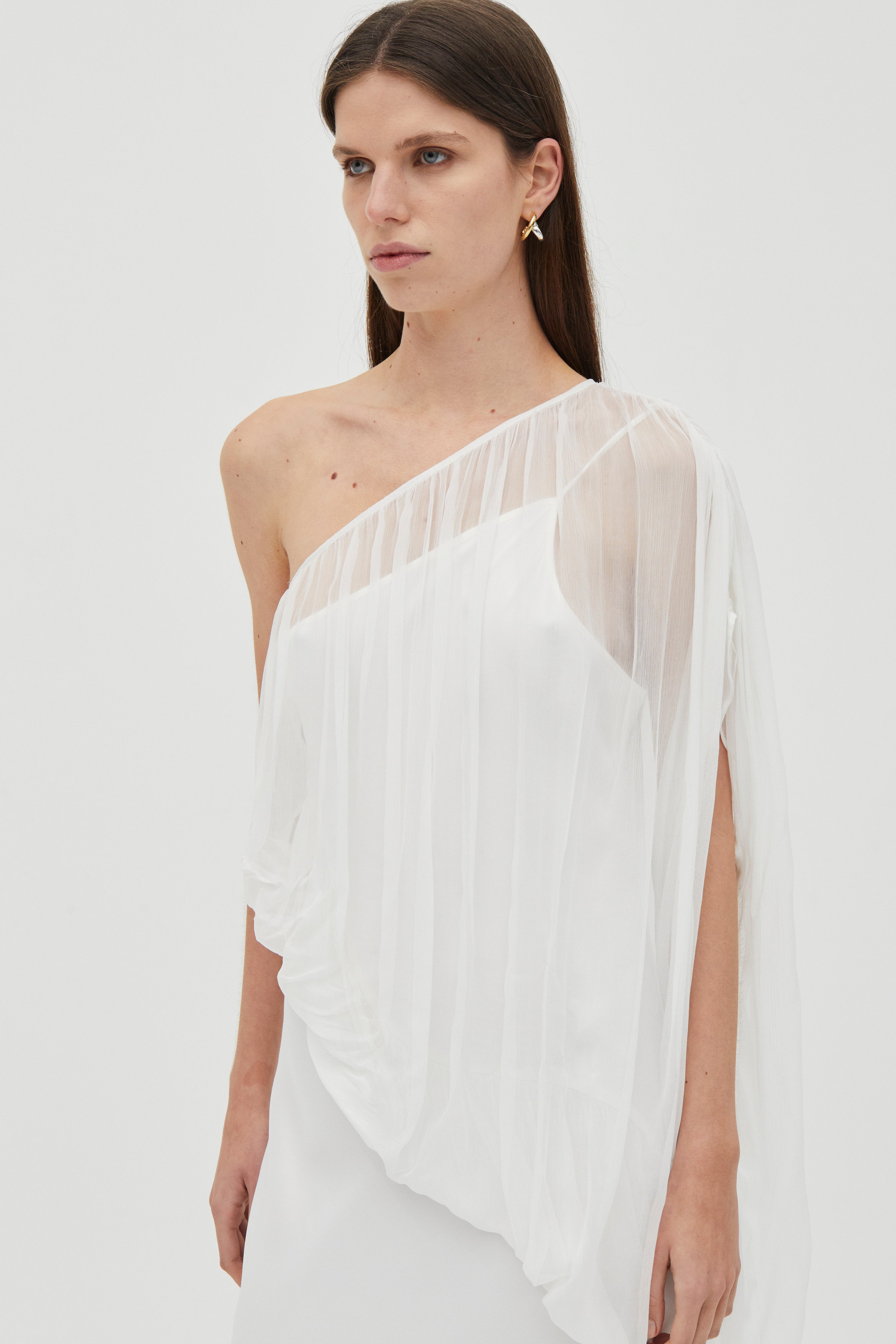 Cloud One-Shoulder Bias-Cut Sateen Dress