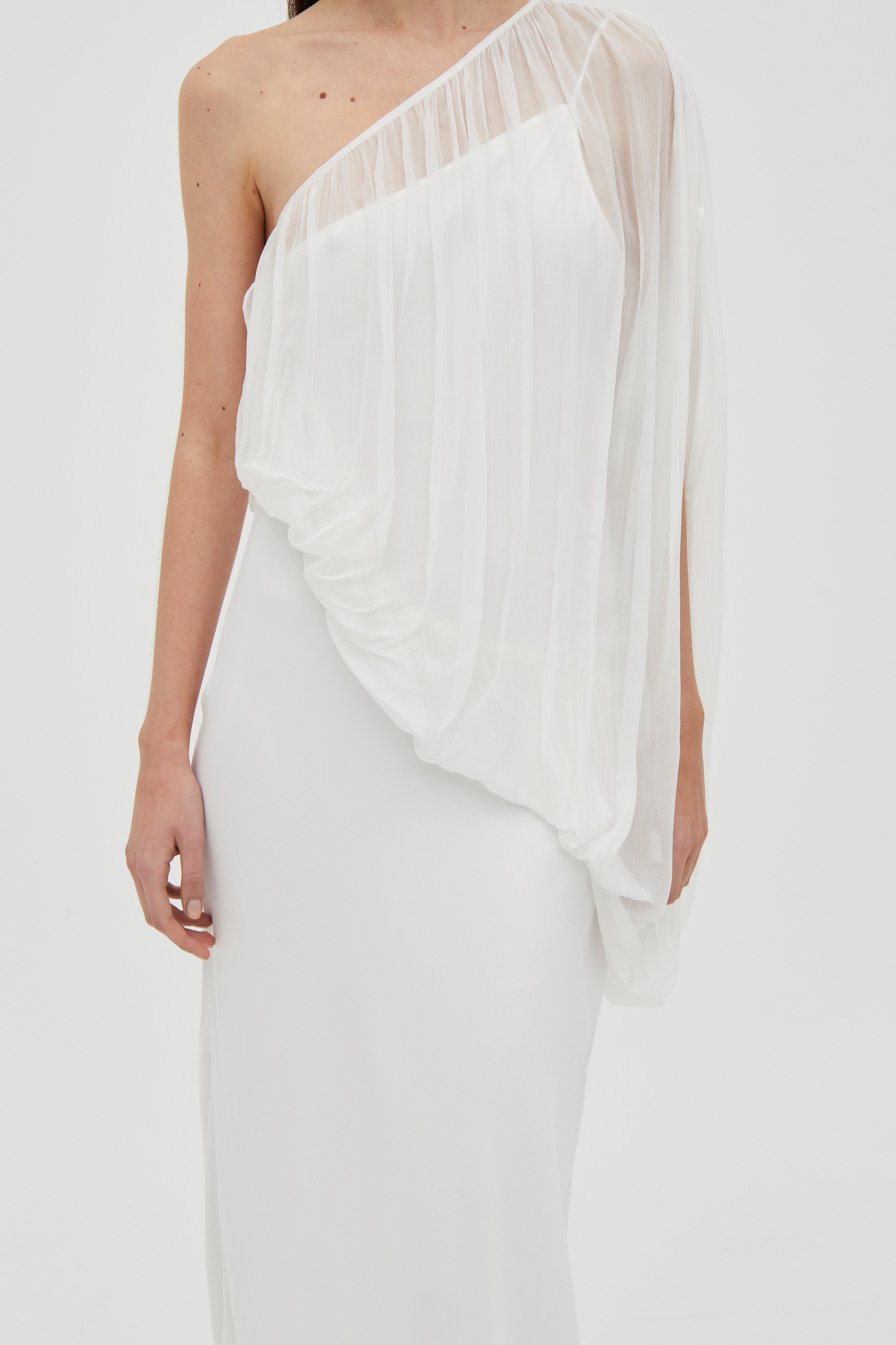 Cloud One-Shoulder Bias-Cut Sateen Dress