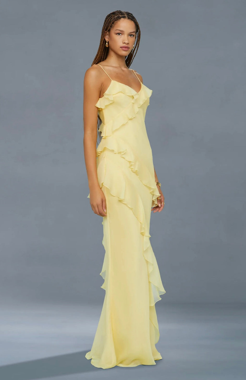 Lotus Bias-Cut Crinkle Chiffon Gown