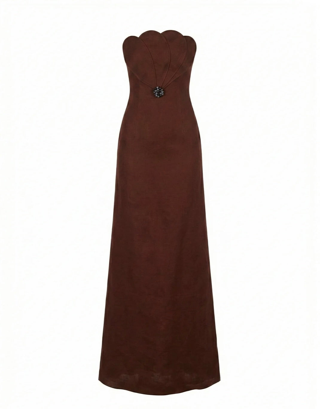 Side-Zip Linen Petal Detail