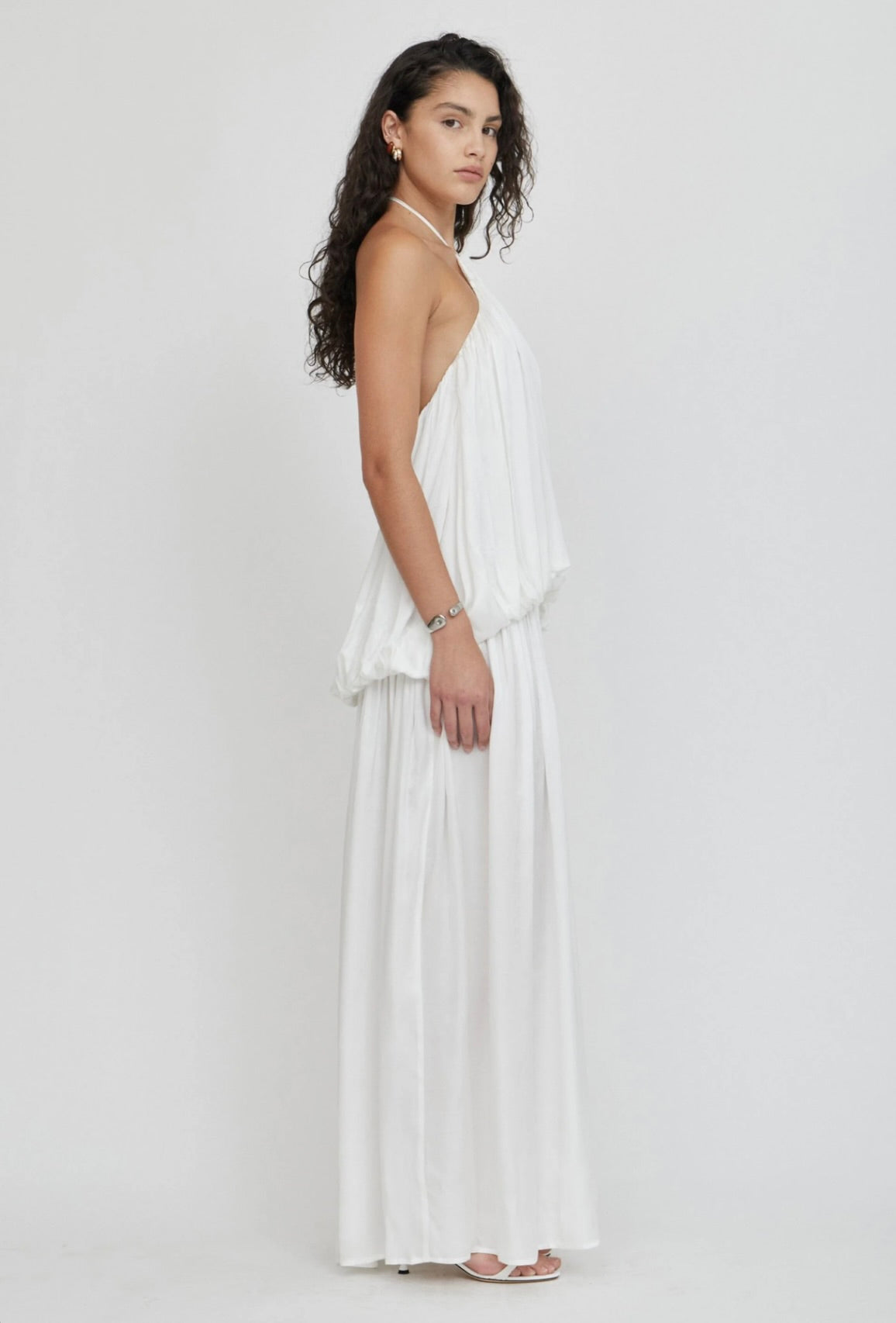 Cloud Halter Maxi Dress with Billowing Silhouette & Scooped Back