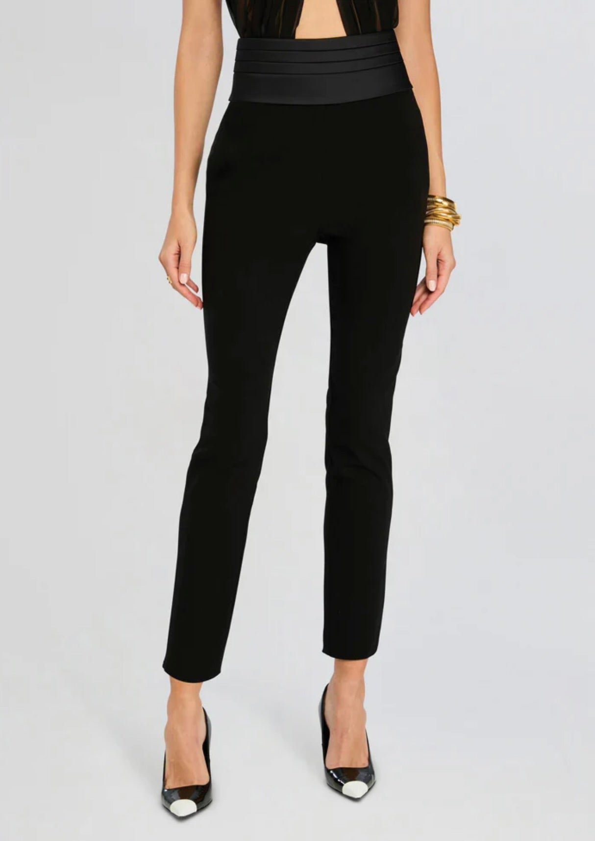Black High-Rise Tuxedo Pants