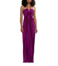 Sleeveless Back-Tie Notched Halter Fully-Lined Gown