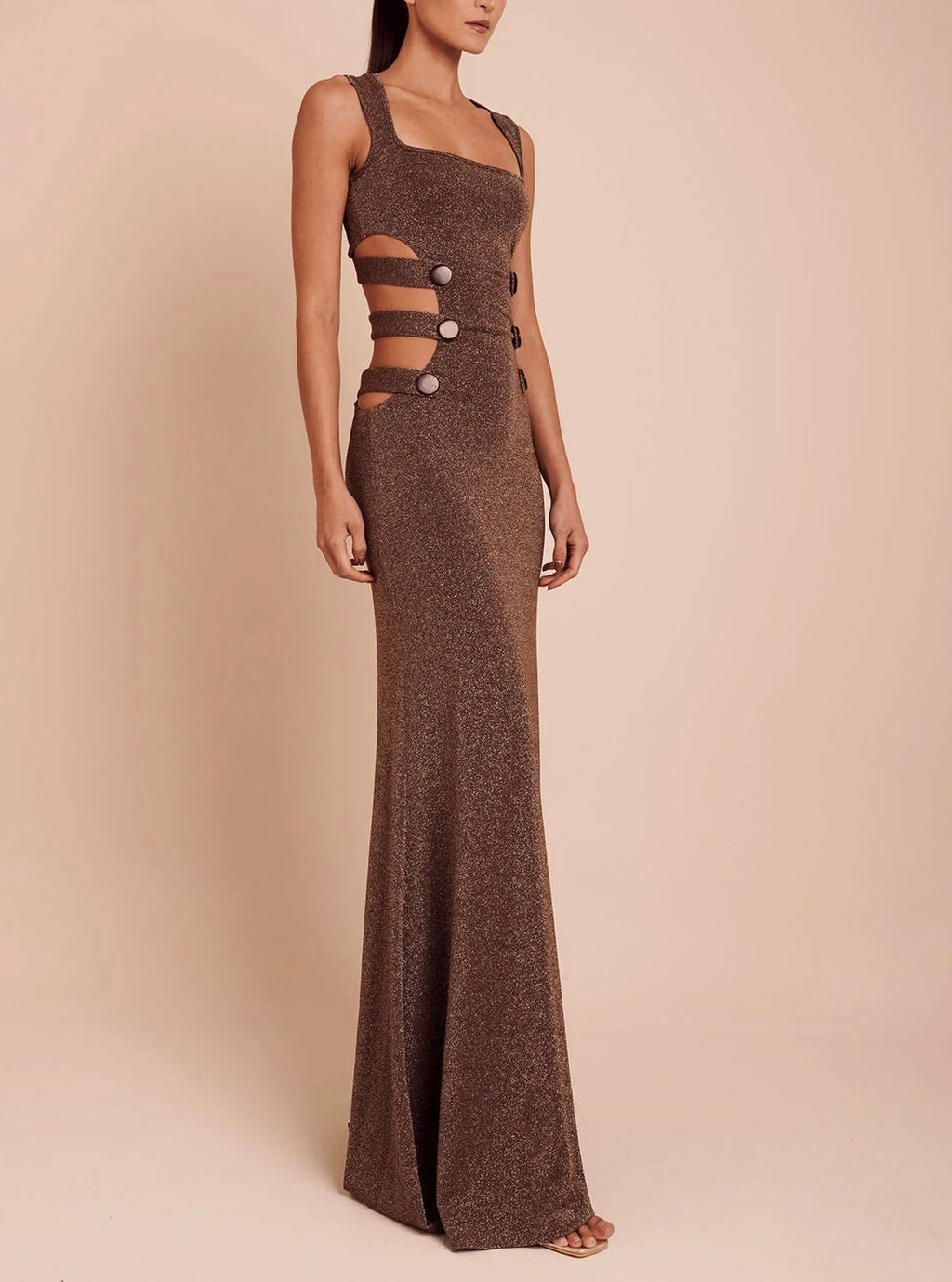 Side-Cutout Tagua Gown