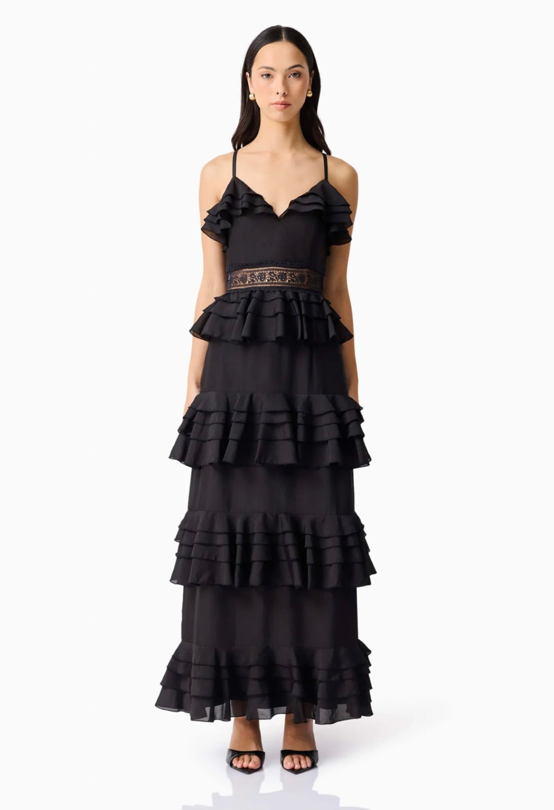 Black V-Tiered Organza
