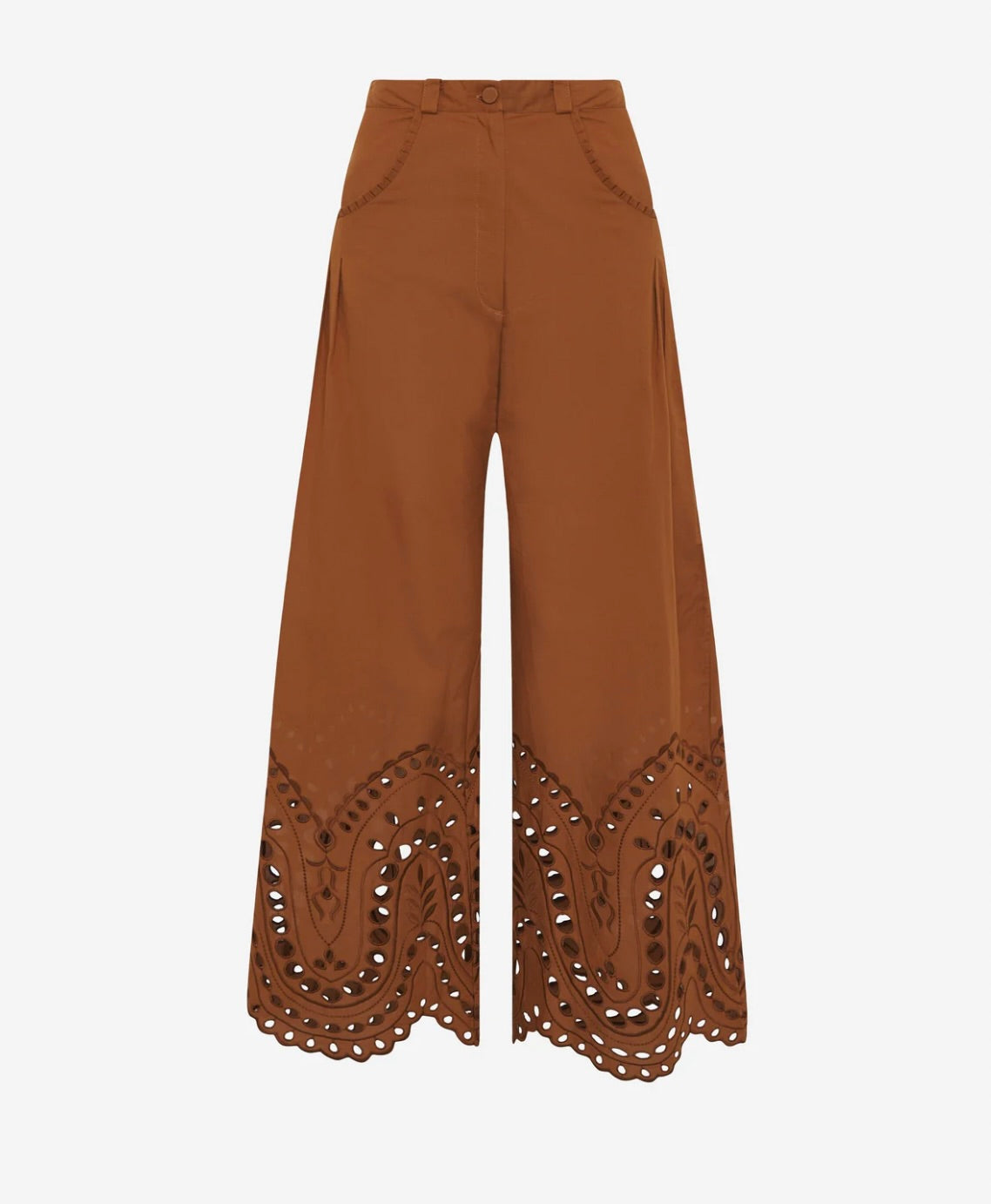 Brown Sealace Mid-Rise Wide-Leg Pleated Trousers
