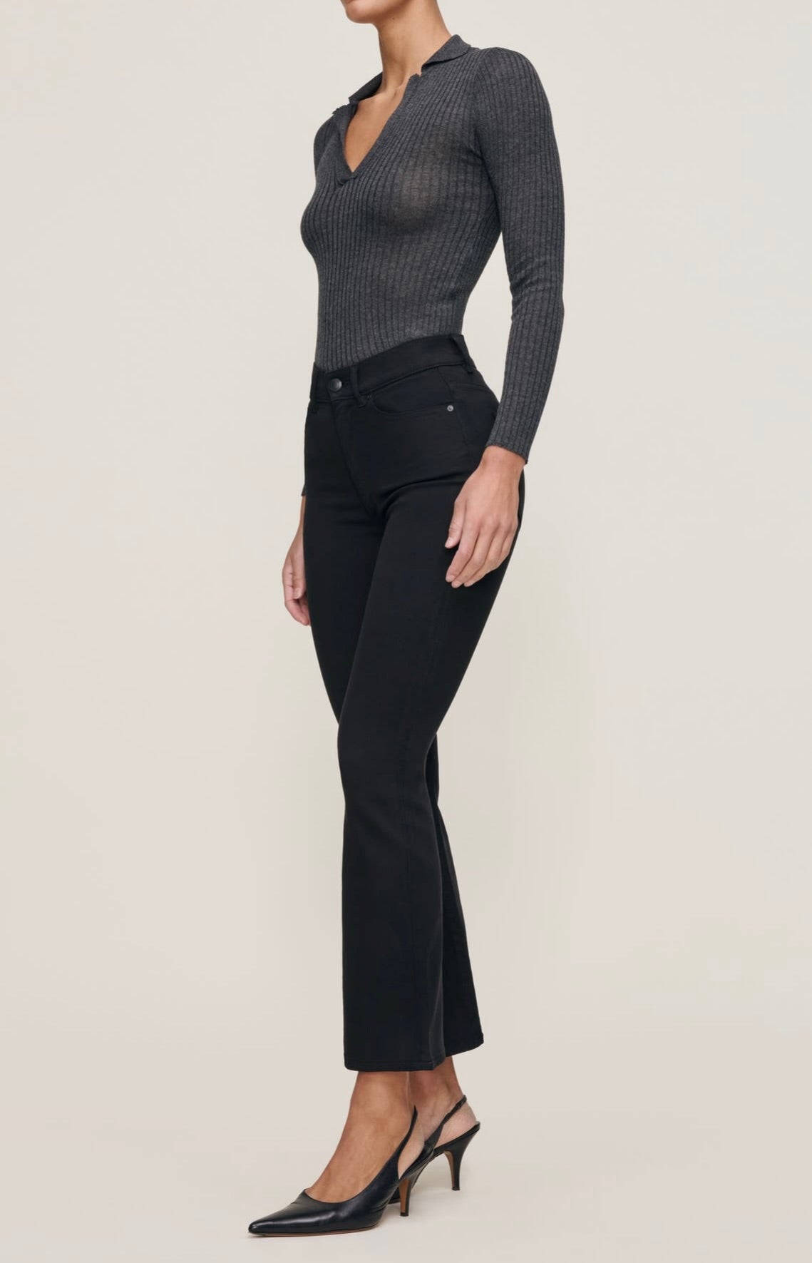 Tonal Stitch High-Rise Straight Denim