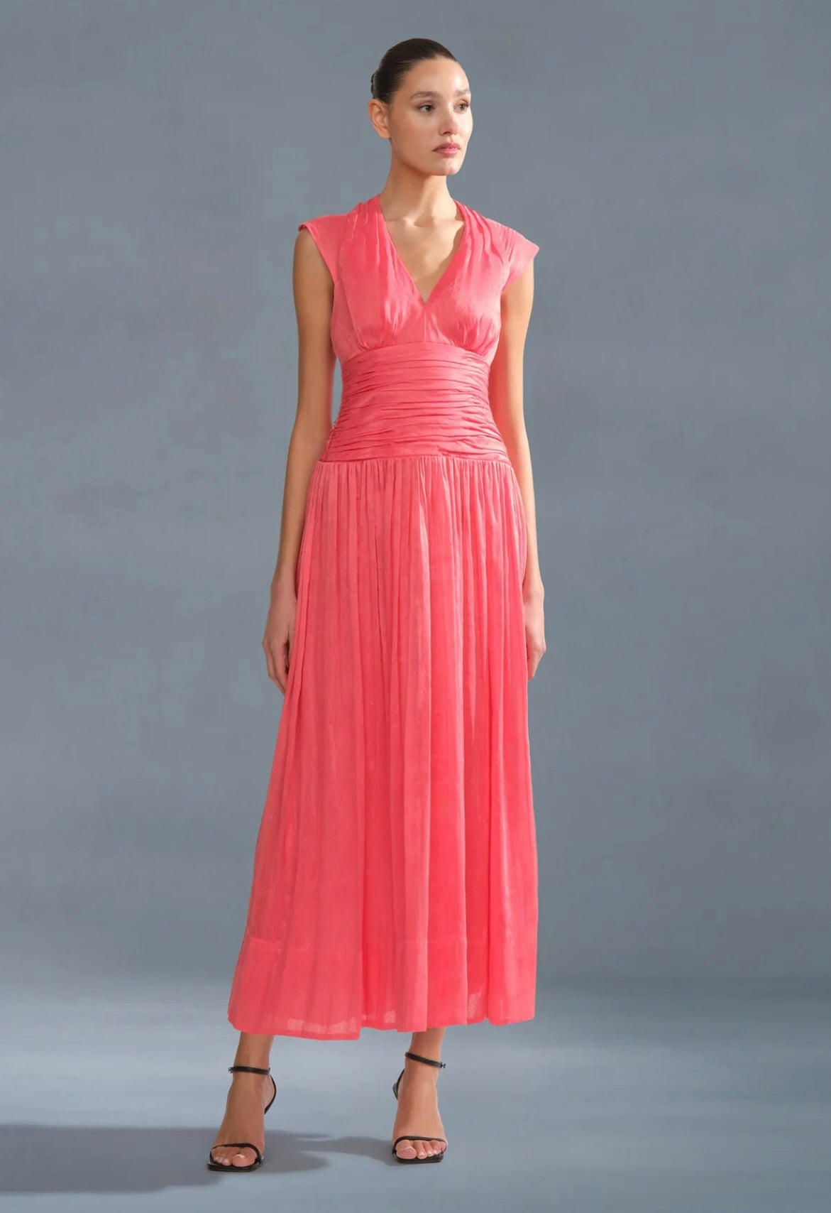 Cap-Sleeve A-Line Open-Back Breathable Midi