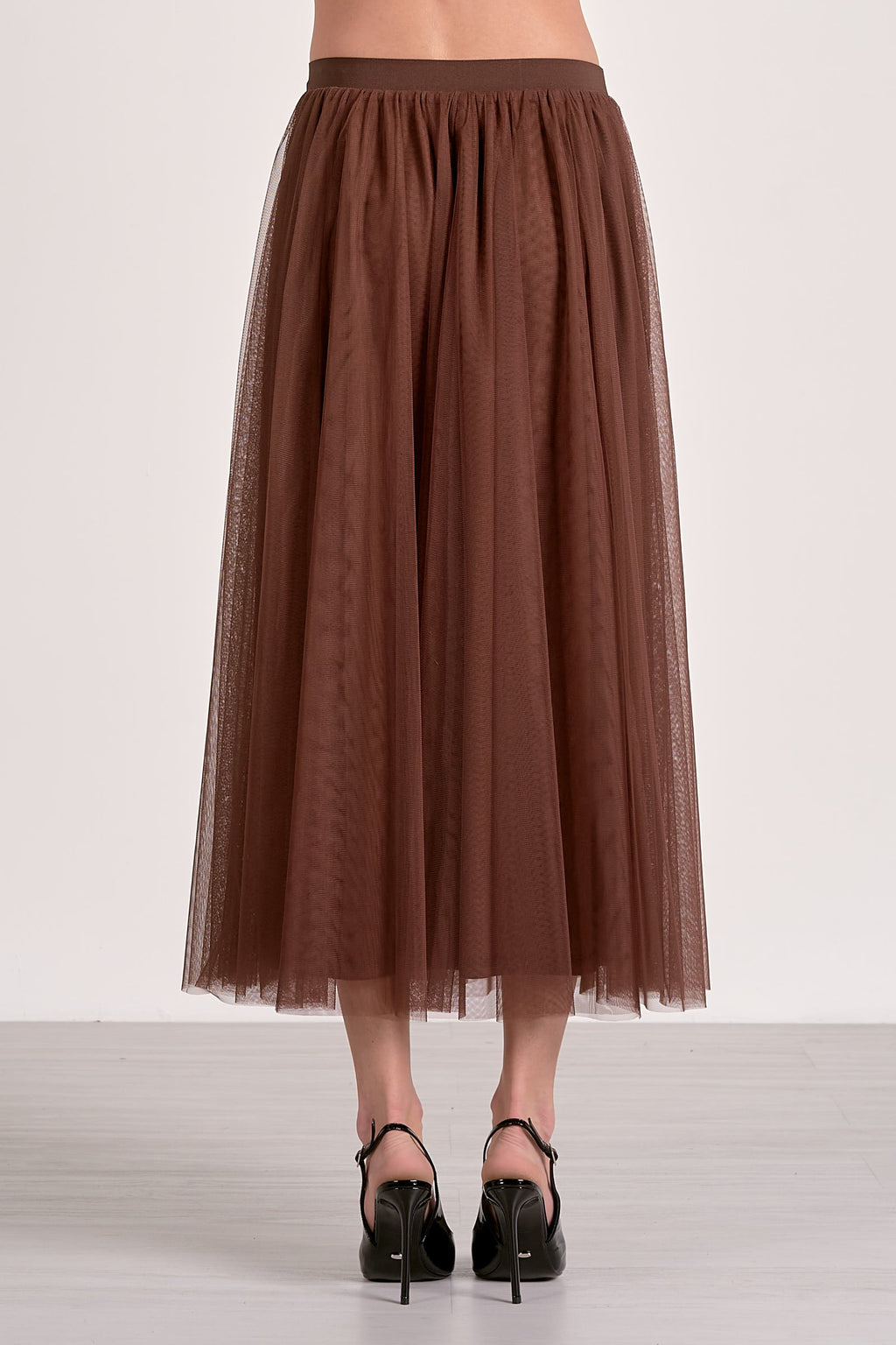 ‌Chocolate Tulle Midi Skirt