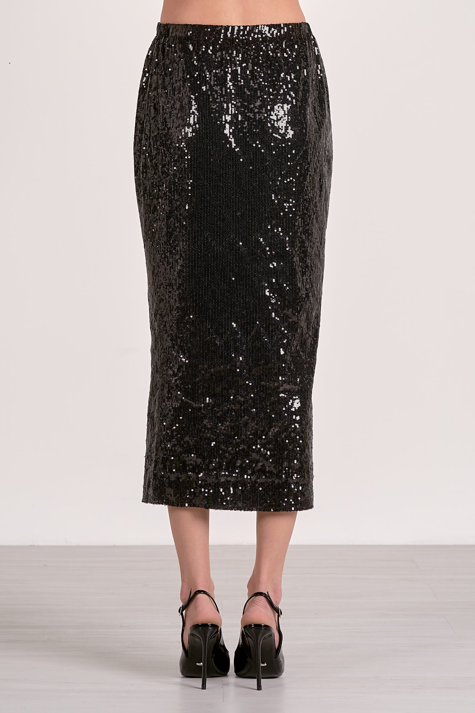 Black Mid-Rise Sequin Maxi