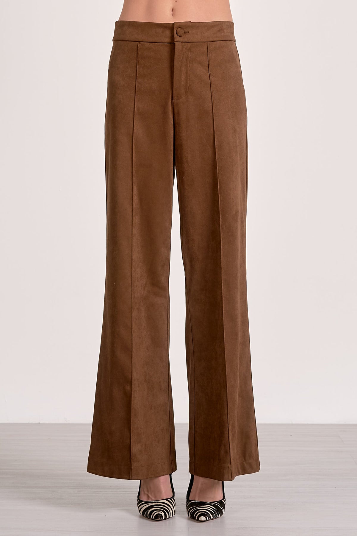 ‌High-Waist Draped Faux Suede