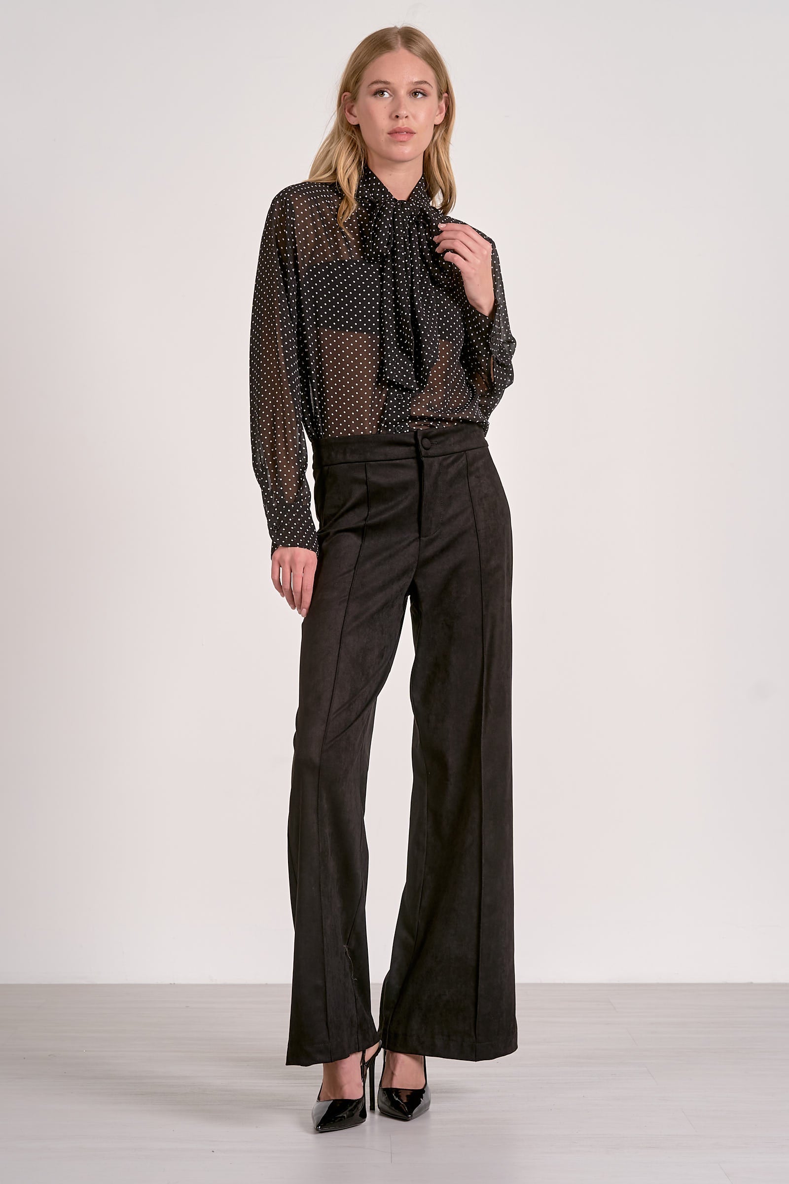 High-Waist Structured Wide-Leg Trousers