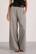 Refined Tailoring Draped White Gingham Wide-Leg Pants