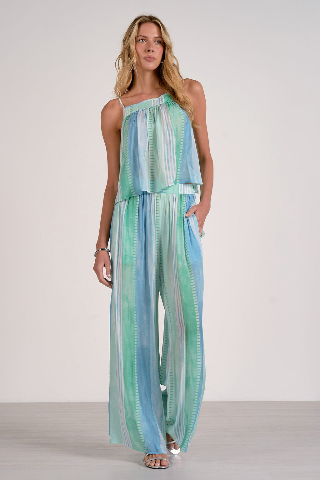Pull-On Elegant Wide-Leg Draping Trousers