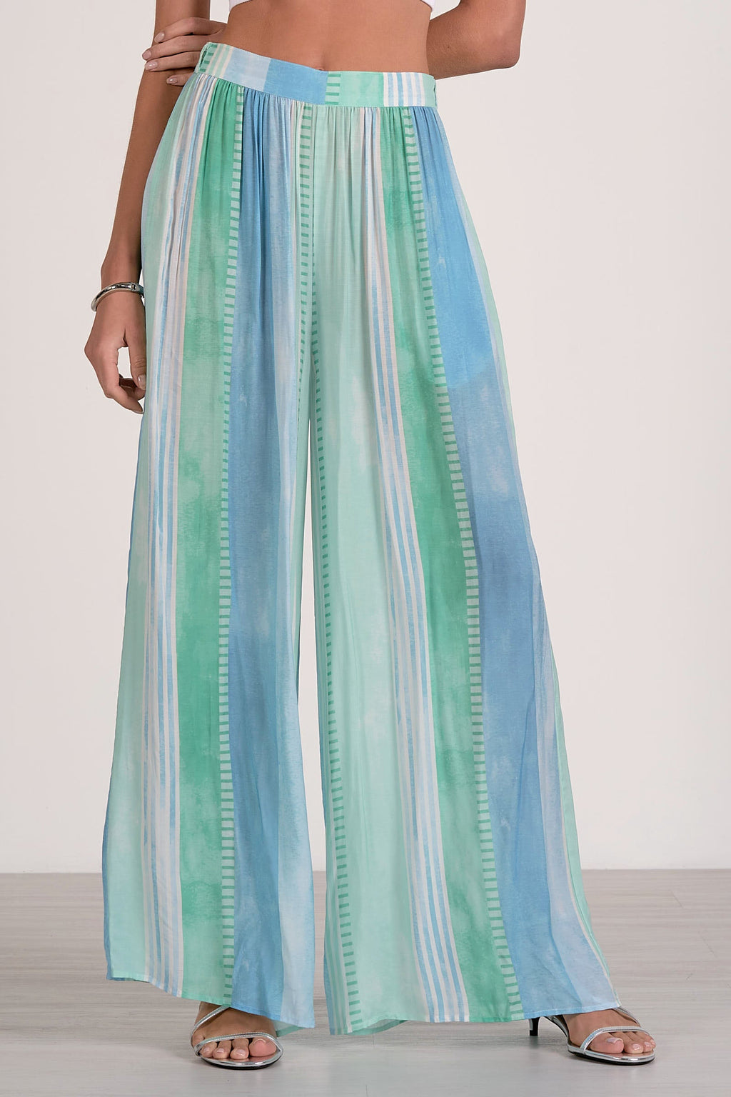 Pull-On Elegant Wide-Leg Draping Trousers