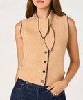 Camel Ribbed Button Vest