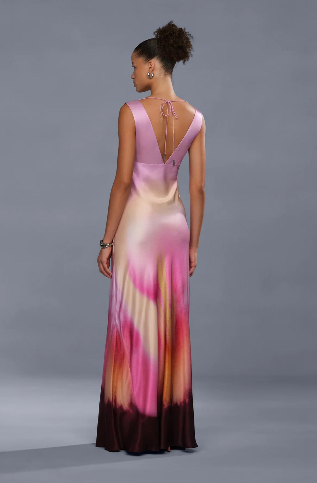 Flora in Focus V-Neck Floor-Length Gown