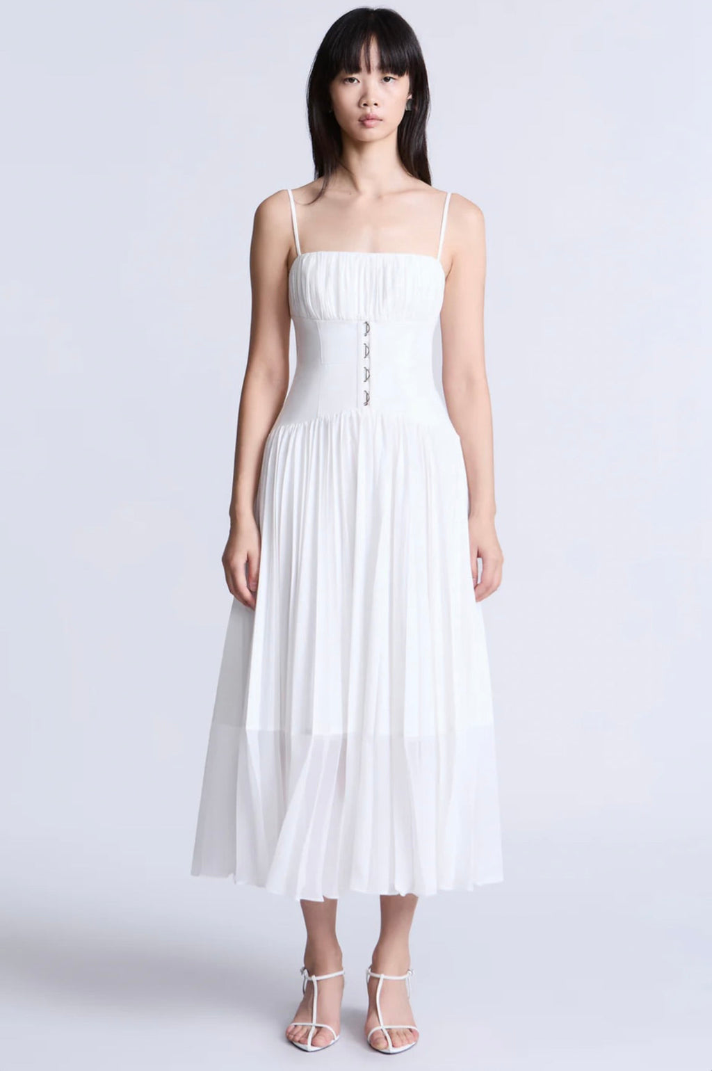 Breathable Cotton Draped Sleeveless Midi Dress
