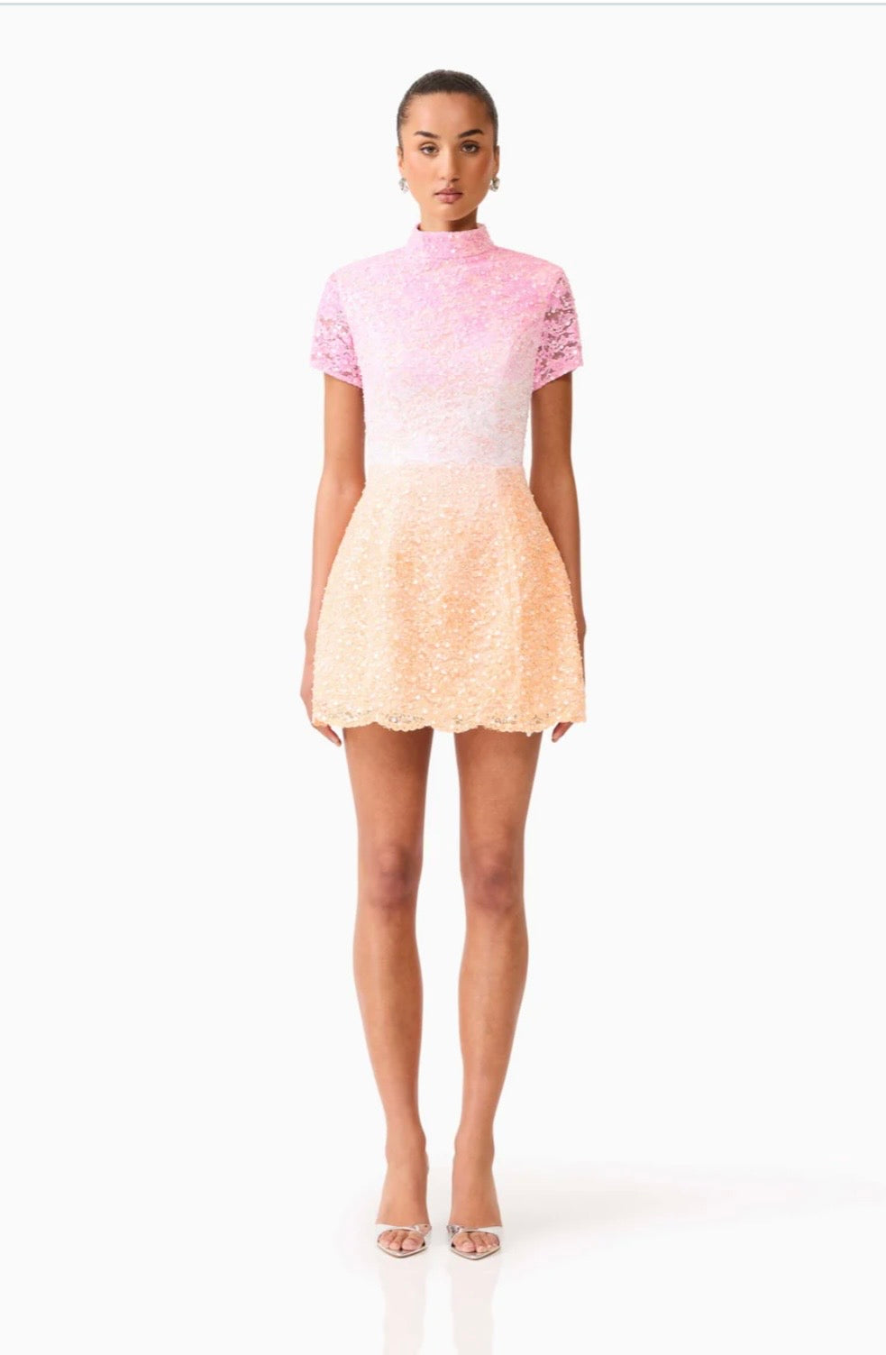 Pink Ombre Strapless Sequin