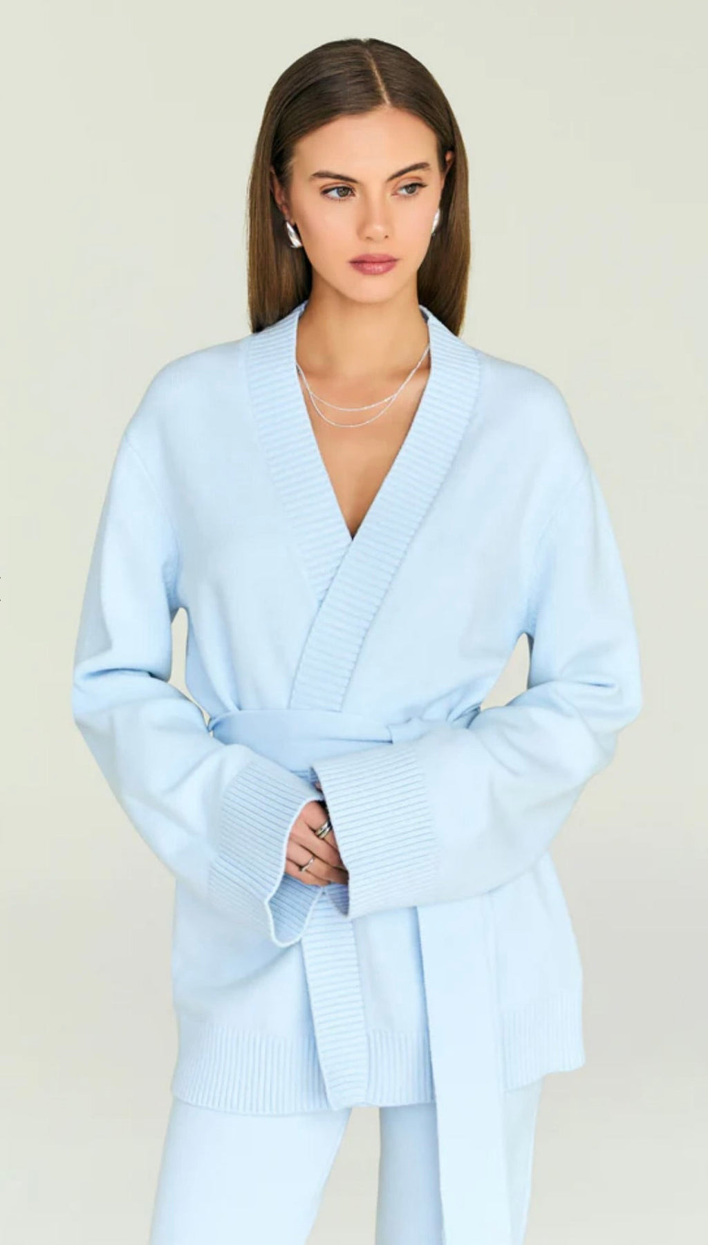 Arctic Blue Tencel-Viscose Pullover Cardigan
