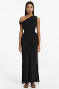 Long Fringe & Scalloped Lace High-Slit Evening Skirt