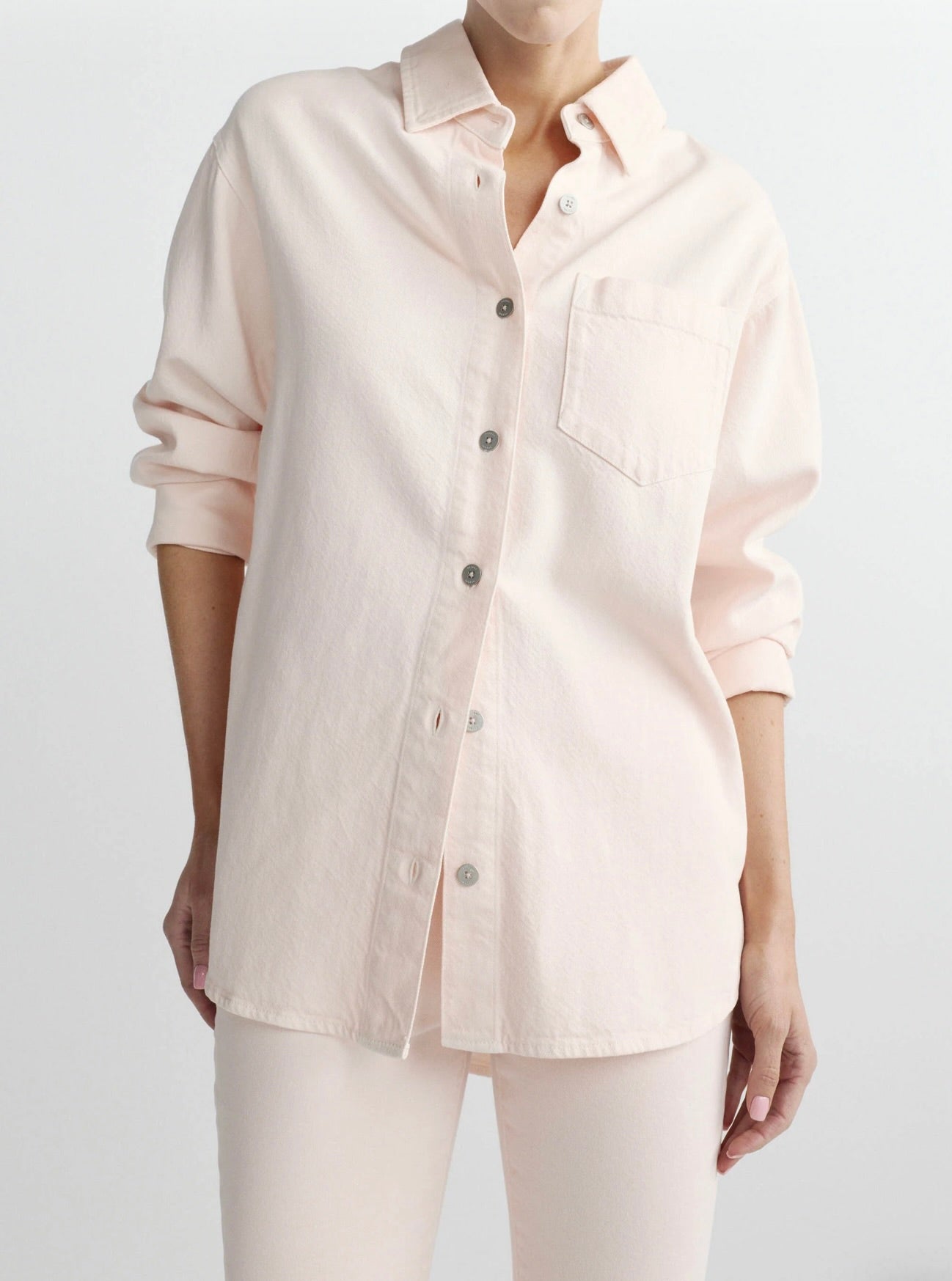 Blush Denim Button-Down Dress