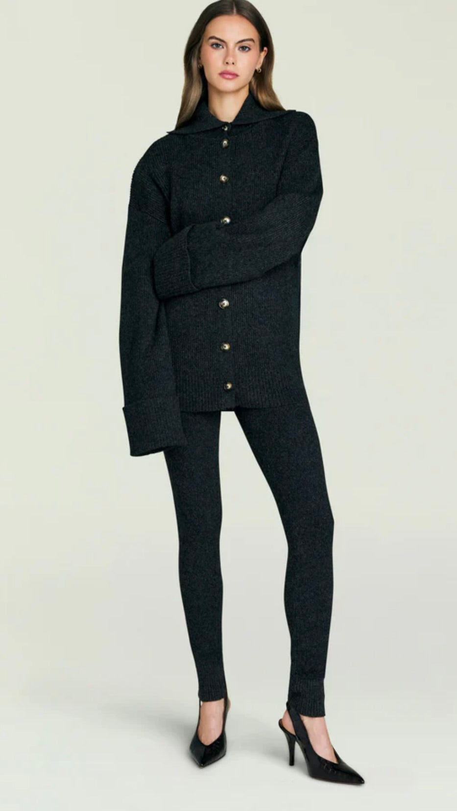 Dark Charcoal Mid-Rise Knit Legging