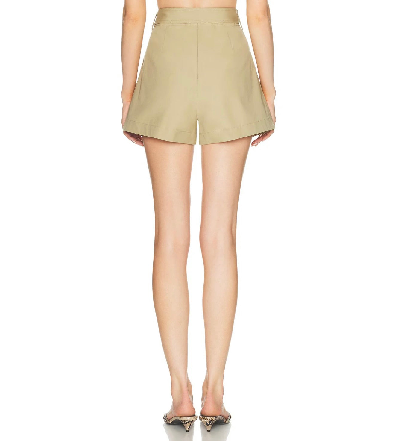 Camel High-Waist A-Line Shorts