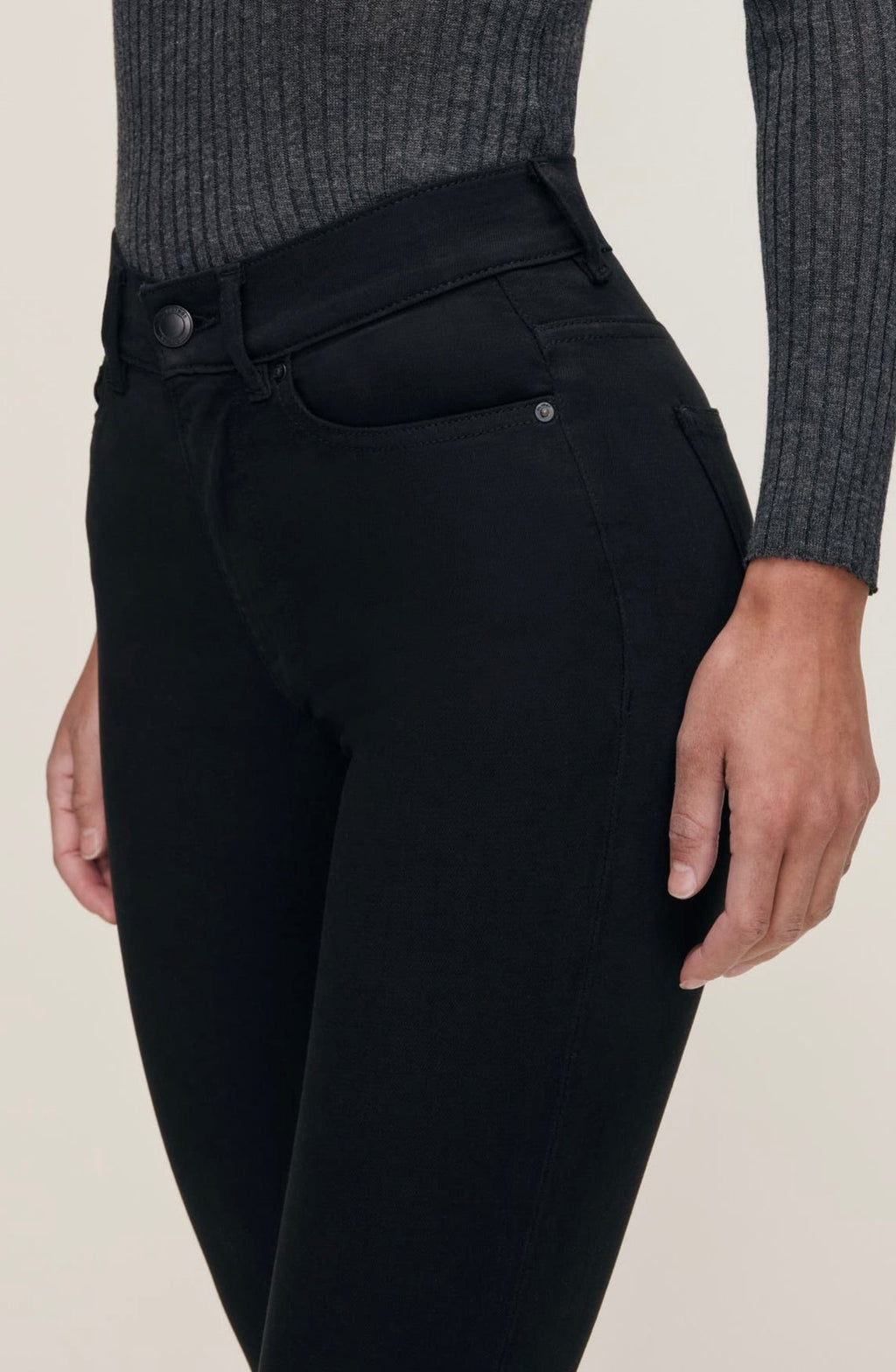 Tonal Stitch High-Rise Straight Denim