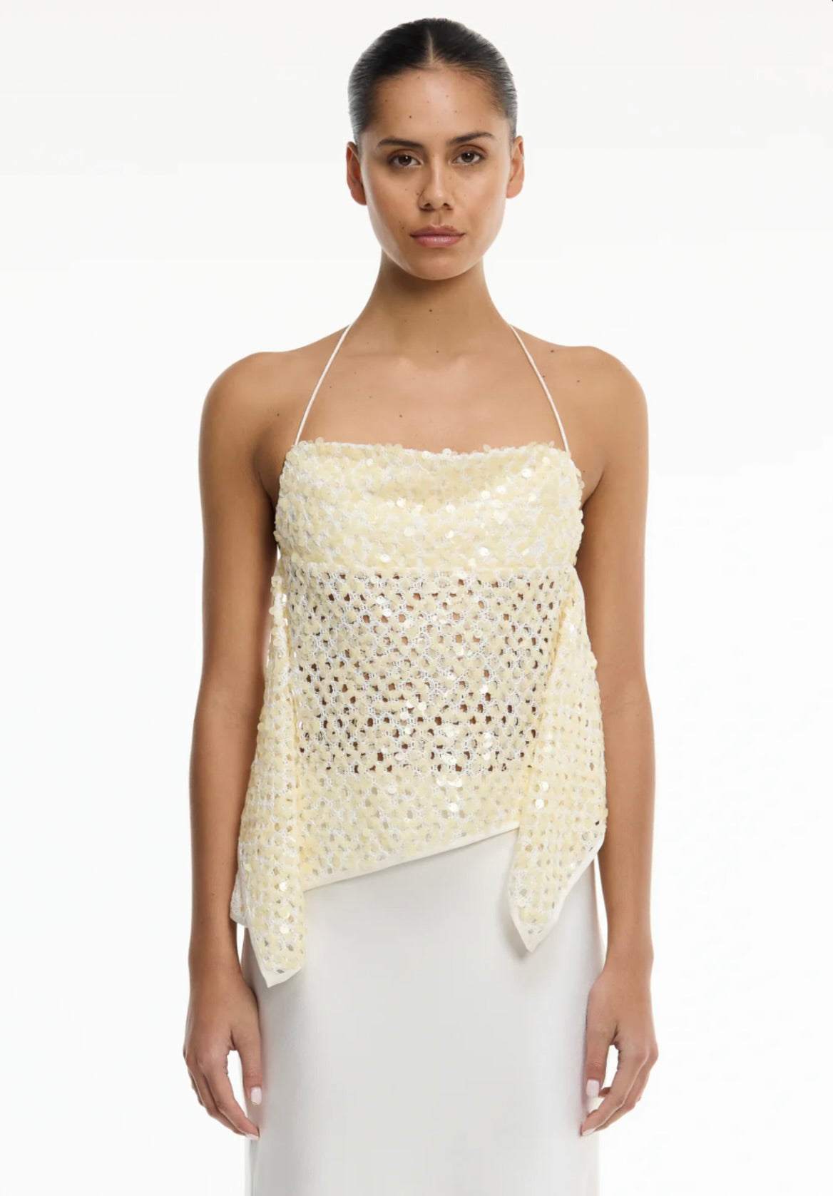Buttermilk Sheer Sequin Top