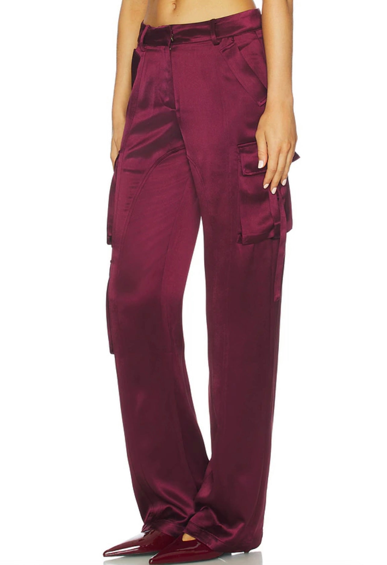 Port Low-Rise Wide-Leg Front-Zip Pants