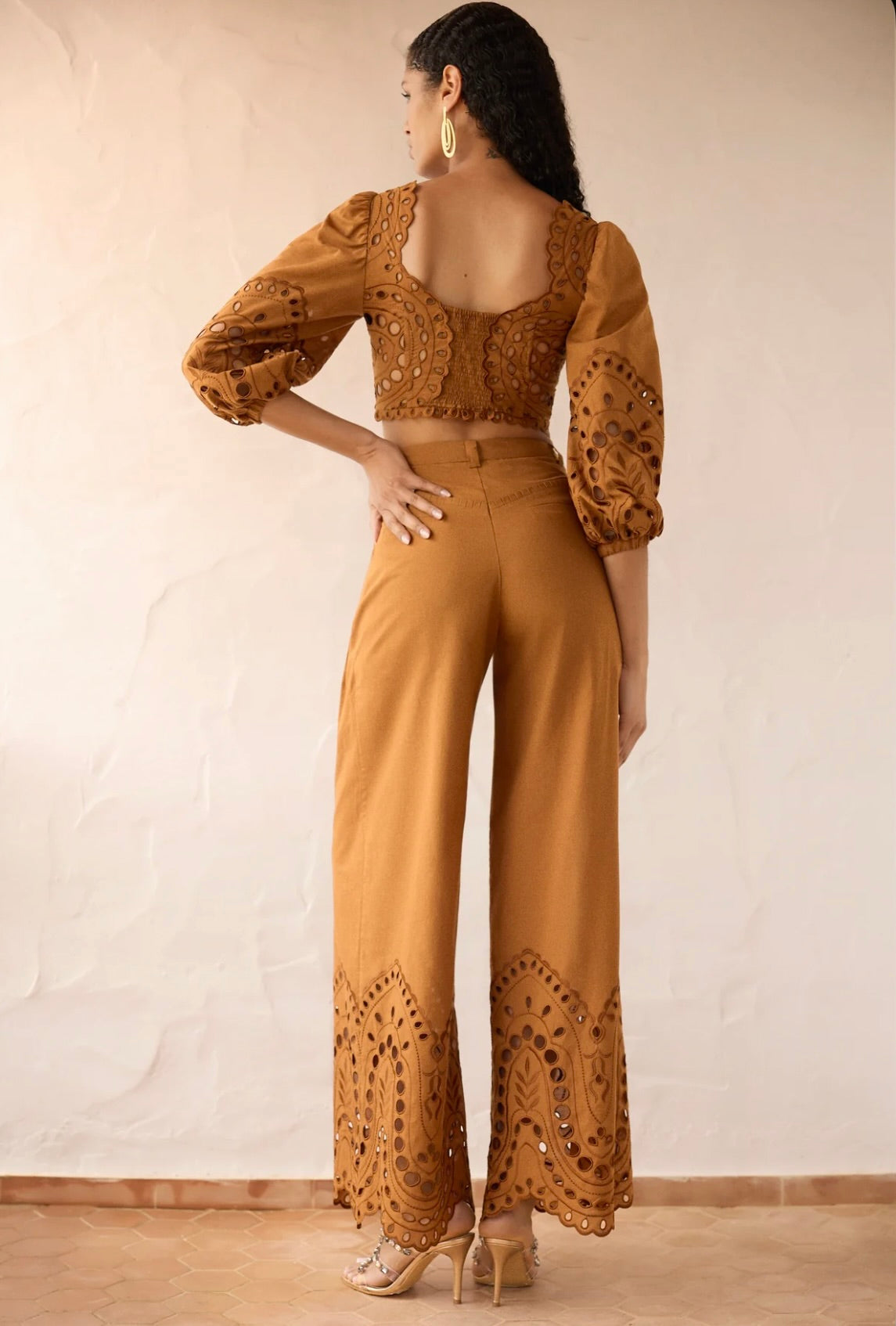 Brown Sealace Mid-Rise Wide-Leg Pleated Trousers