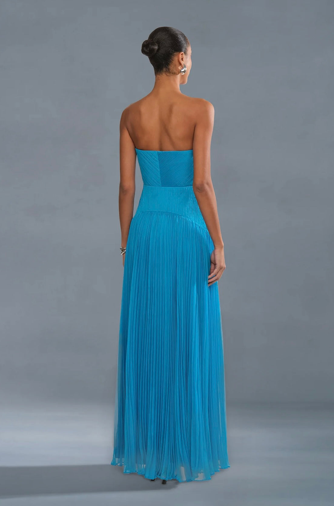 Azura Strapless 3D Beaded Pleated Floor-Length Gown