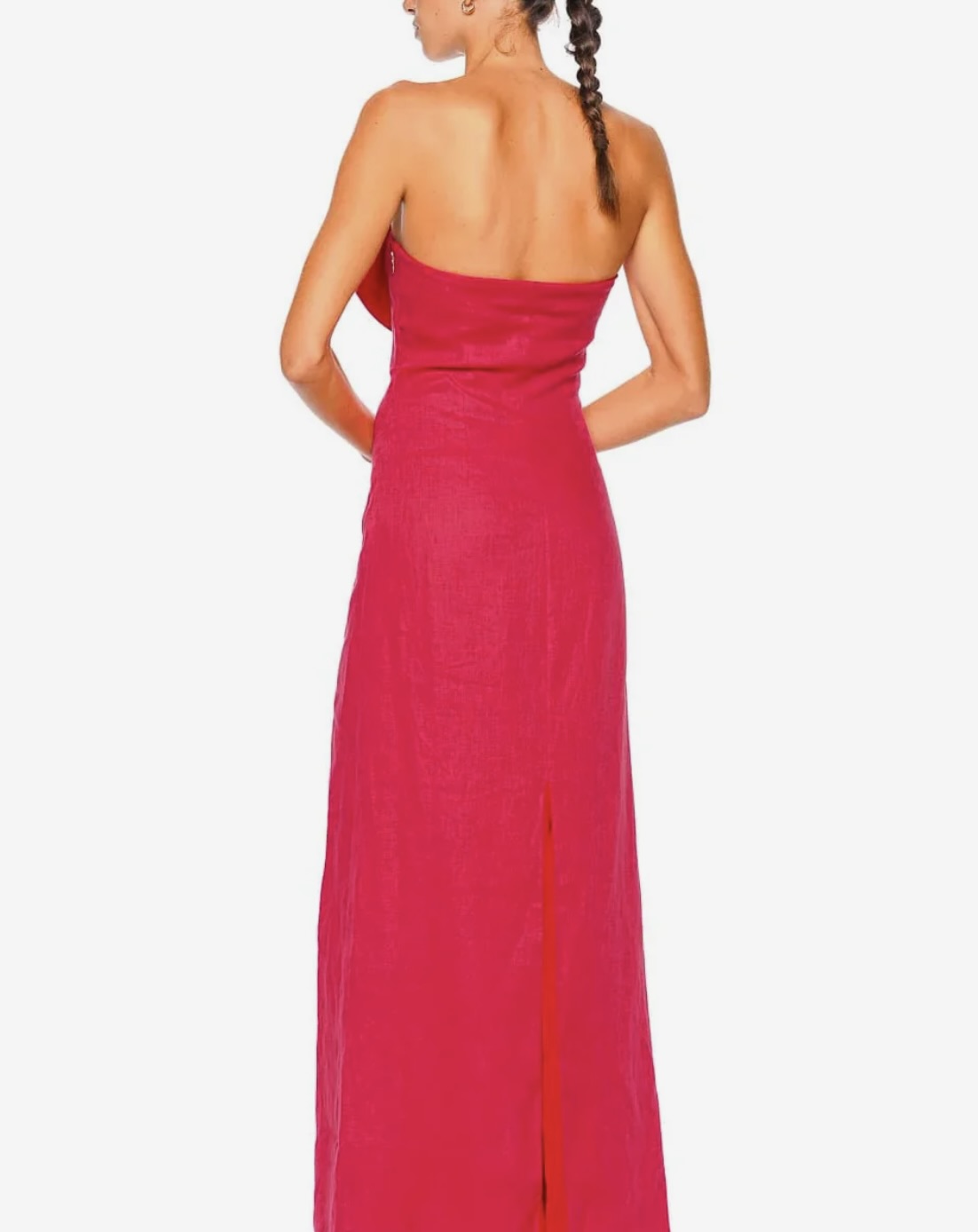 Raspberry Strapless Beaded Petal Maxi Dress
