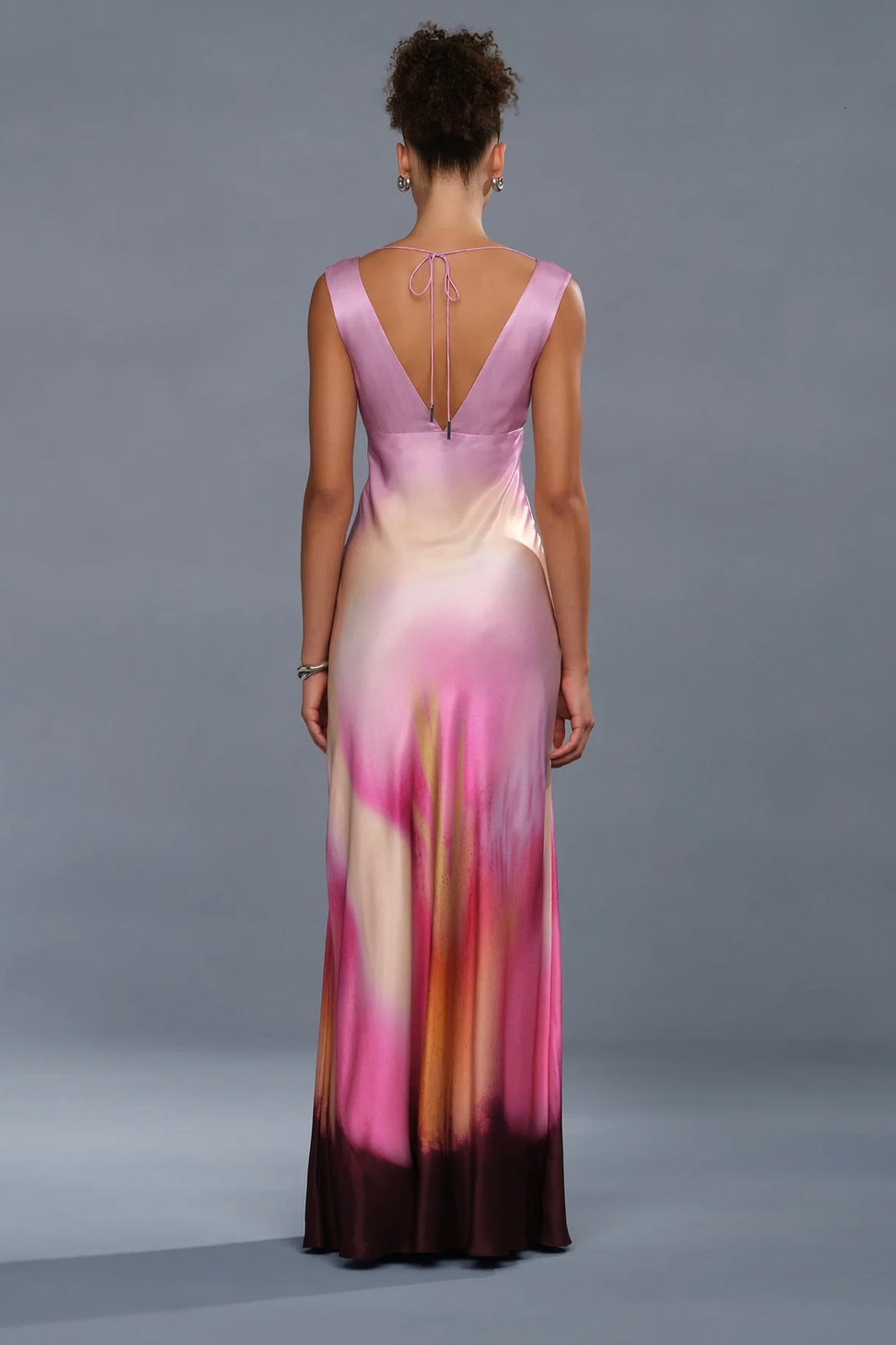Flora in Focus V-Neck Floor-Length Gown