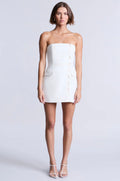 White Strapless Sculpted Mini with Architectural Contour Seaming