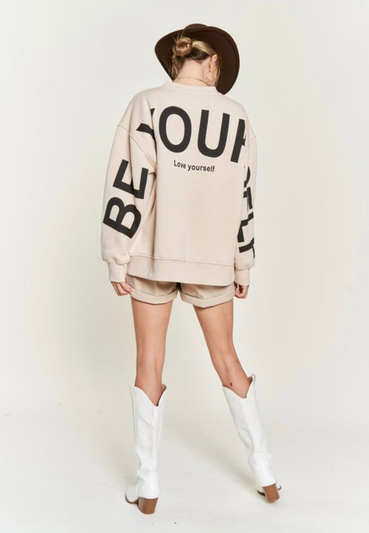 Soft Brushed Knit Oversized Pullover with Ribbed Cuffs for All-Day Comfort