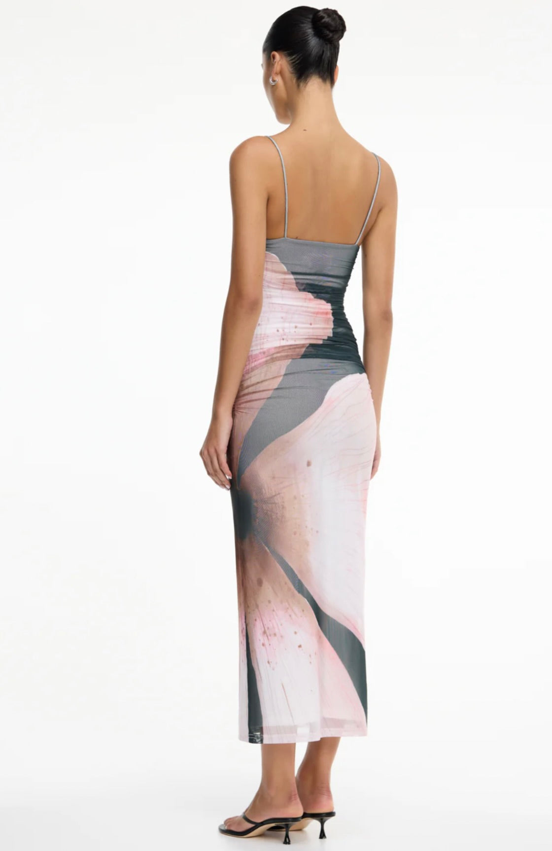 Charcoal Petal Garden Sculpted Knit Mesh Dress