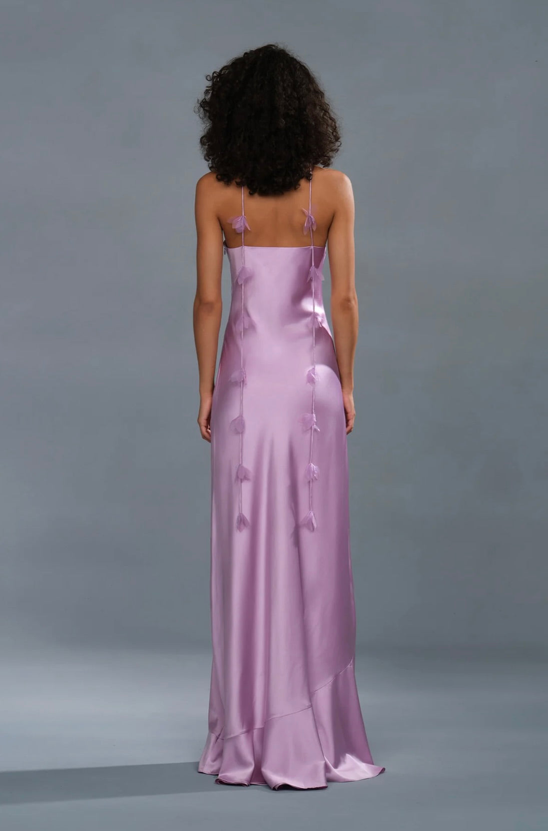 Lumen Lavender Halter Organza Petal Floor-Length Gown
